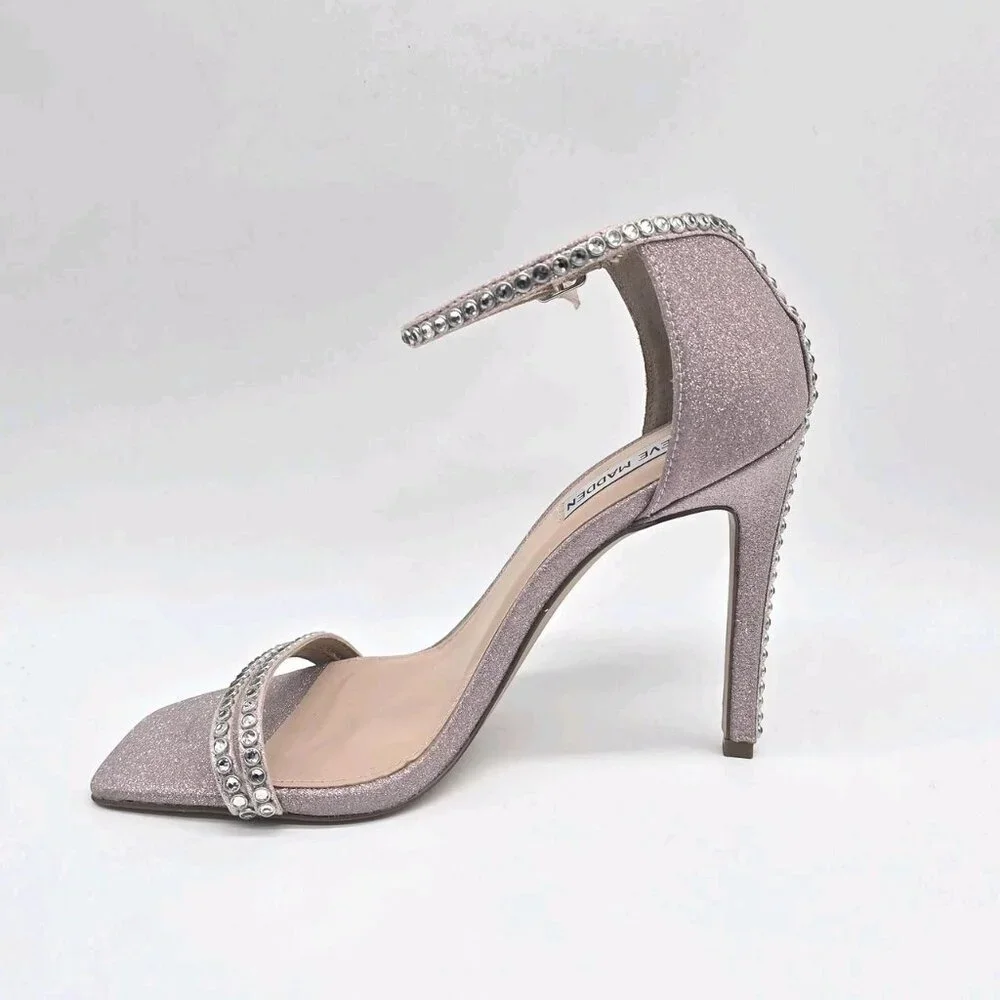 Steve Madden Colette Rhinestone Heels 8.5 Blush Pink Stiletto